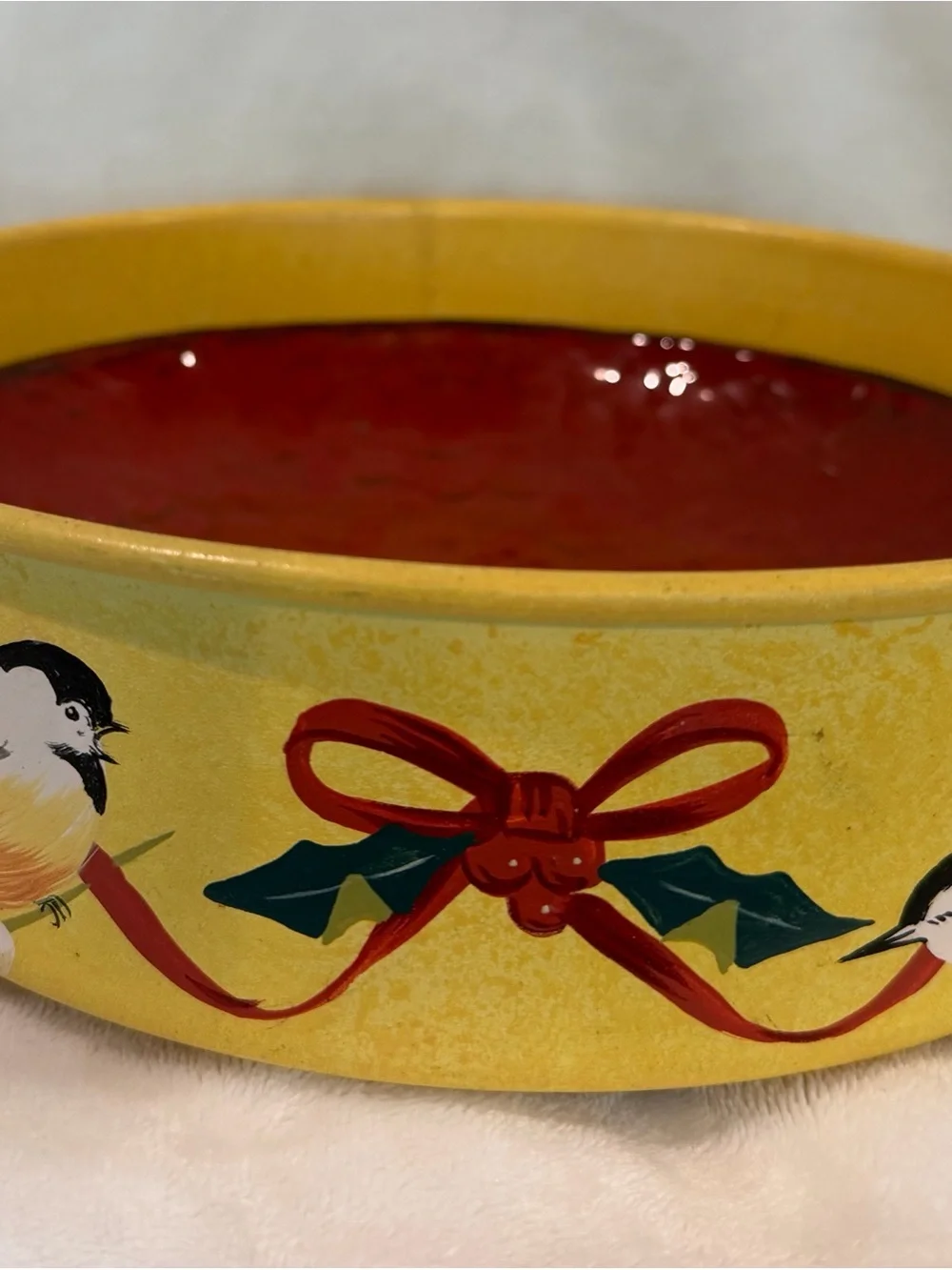 Lenox Winter Greetings Holiday Bird Round Casserole Holder 9 1/2” & Red Bowl